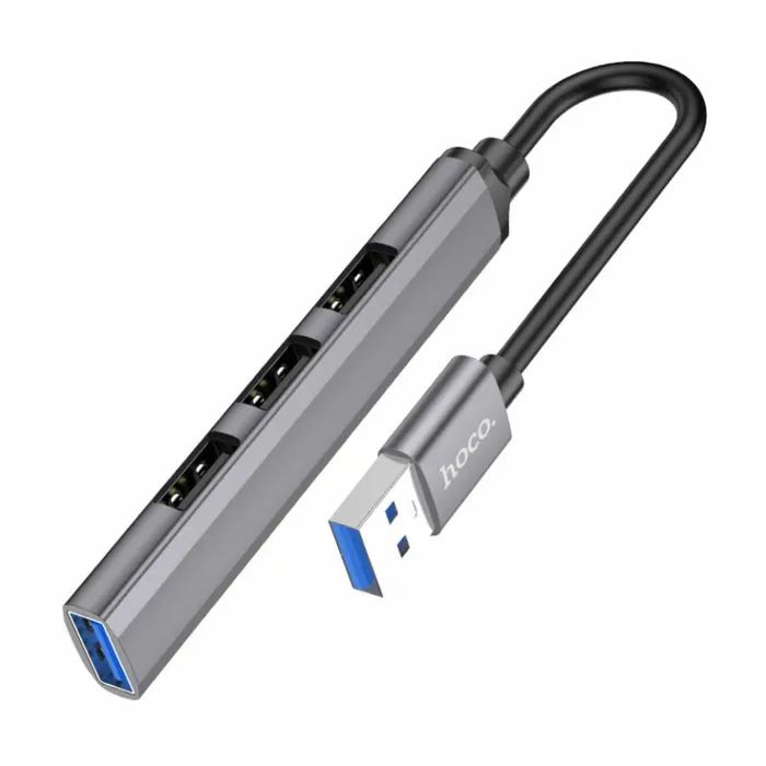 Концентратор HOCO USB to USB 3.0 + 3xUSB 2.0 metal gray (6931474765468) зображення 2