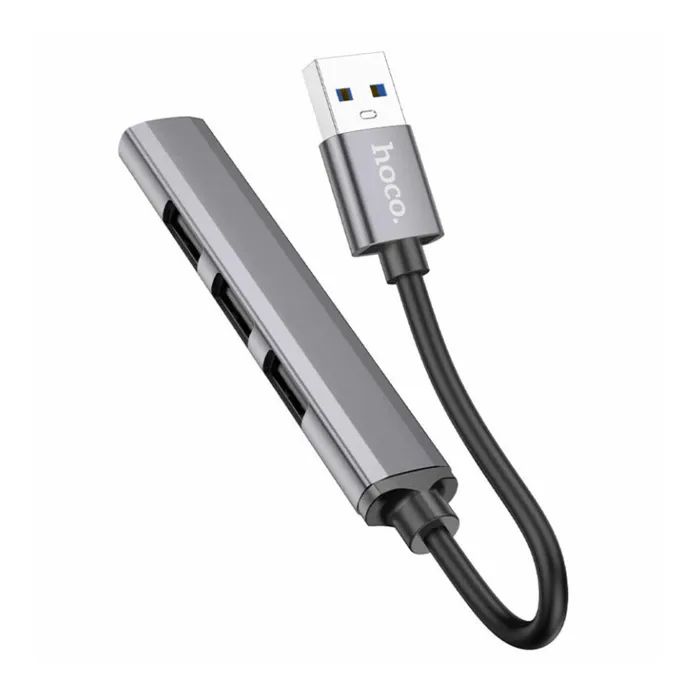Концентратор HOCO USB to USB 3.0 + 3xUSB 2.0 metal gray (6931474765468) зображення 3