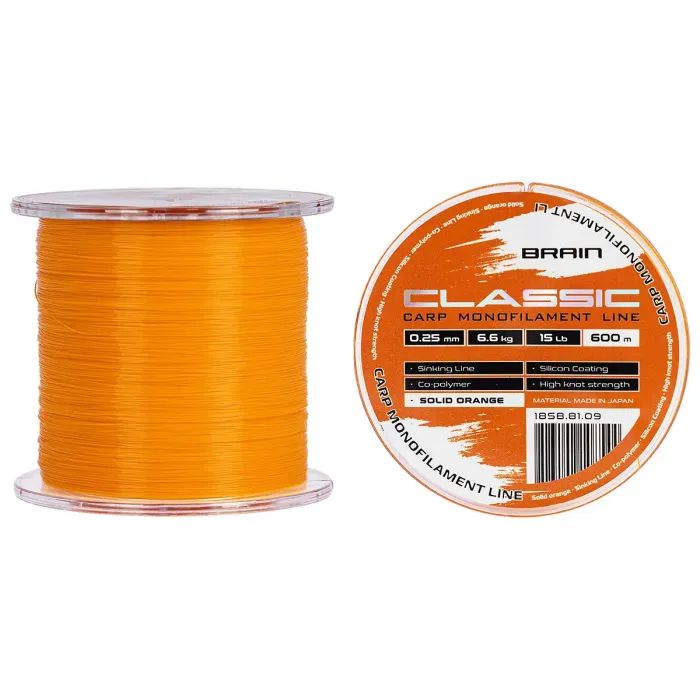 Леска Brain Classic Carp Line (solid orange) 600m 0.28mm 18lb 7.9kg (1858.81.10)