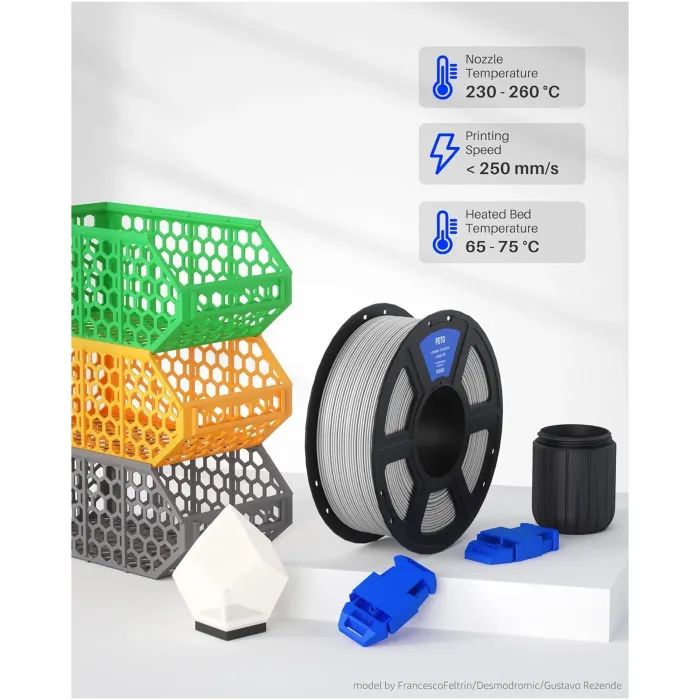 Пластик для 3D-принтера ELEGOO PETG 1кг, 1.75мм, gray dark (50.203.0396) зображення 2