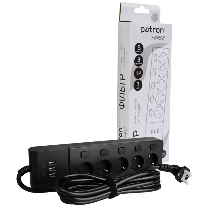 Мережевий фільтр живлення Patron SP-1653-USB