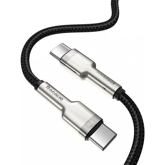 Дата кабель USB-C to USB-C 1.0m 100W metal black Baseus (CATJK-C01) зображення 2