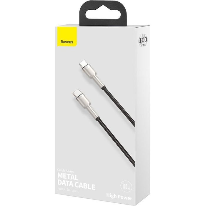 Дата кабель USB-C to USB-C 1.0m 100W metal black Baseus (CATJK-C01) зображення 4