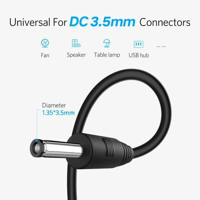 Кабель живлення USB to DC 3.5mm 5V 1.0m black Ugreen (10376) зображення 4