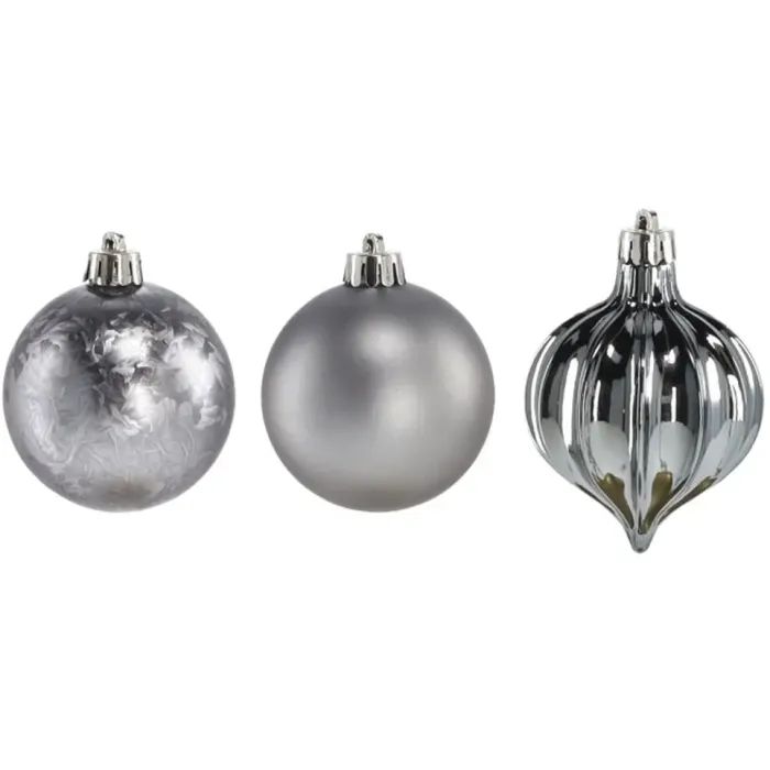 Ялинкова іграшка Chomik пластикові кульки 9 шт, 6 см, сірі (5900779877320_1) зображення 2