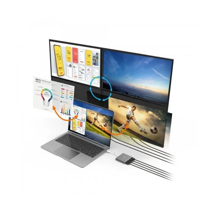 Адаптер USB-C to 4xHDMI F quad display J5create (JCA366-N) изображение 10