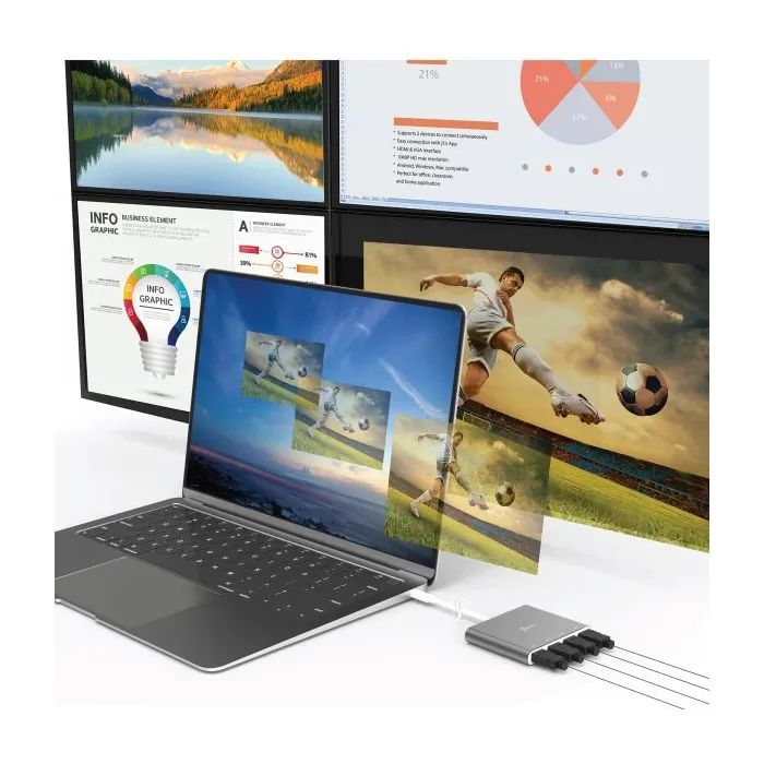 Адаптер USB-C to 4xHDMI F quad display J5create (JCA366-N) изображение 11