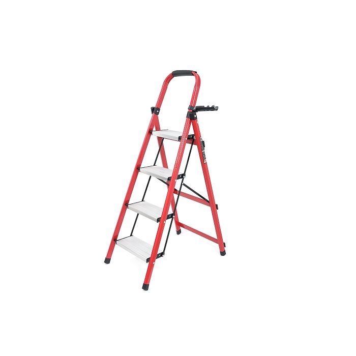 Драбина Voltronic 85см, до 150кг, 4 сходинки з гумовими килимками, алюмінієвий сплав (YT43355)