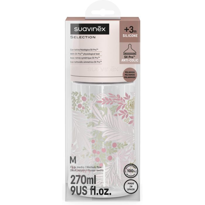 Пляшечка для годування Suavinex Poetry, 270 мл, фізіологічна соска середній потік, світло-рожева (308969) зображення 3