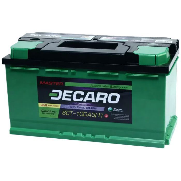 Аккумулятор автомобильный DECARO 100Ah-12v MASTER (353х175х190), L, EN840 (6СТ-100 А3 (1) M)