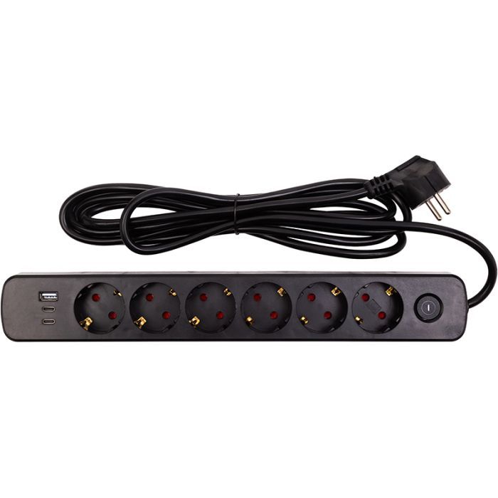 Сетевой фильтр питания PowerPlant 3м, 6 розеток, USB (YS-N6086/3c) (EX610662) изображение 2