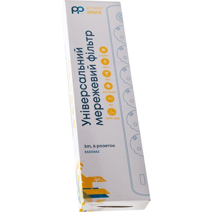 Сетевой фильтр питания PowerPlant 3м, 6 розеток, USB (YS-N6086/3c) (EX610662) изображение 4