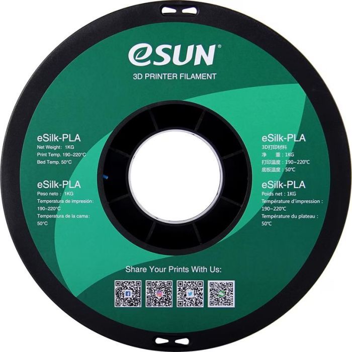 Пластик для 3D-принтера eSUN eSilk-PLA 1кг, 1.75мм, cyan (ESILK-PLA175CY1) зображення 2