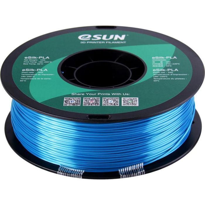 Пластик для 3D-принтера eSUN eSilk-PLA 1кг, 1.75мм, cyan (ESILK-PLA175CY1) зображення 3