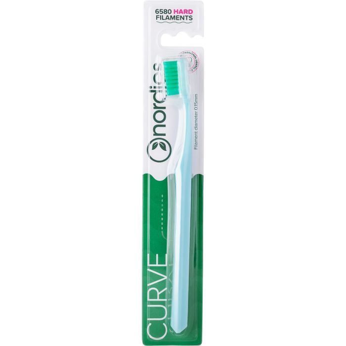 Зубна щітка Nordics 6580 Expert Curve Hard Блакитна із зеленою щетиною (3800501908709)