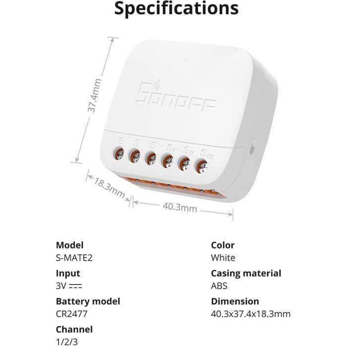 Переключатель Sonoff S-MATE2 изображение 4