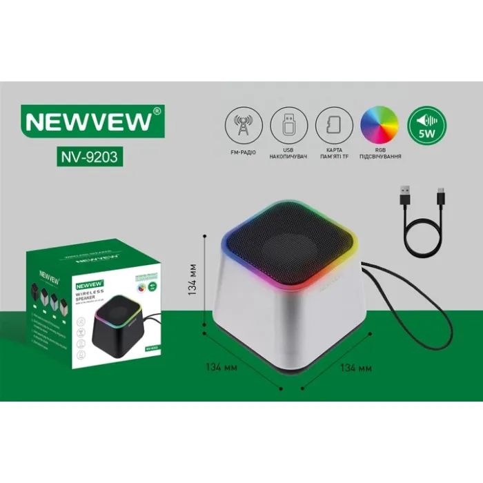 Акустическая система NEWVEW NV-9203 RGB/BT/USB/TF/FM Black (NWVW-NV-9203-BK) изображение 2