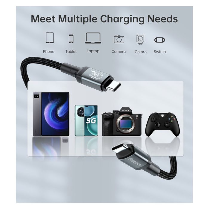 Дата кабель USB-C to USB-C 2.0m USB4 Gen 3 240W 8K Choetech (XCC-1042) изображение 10