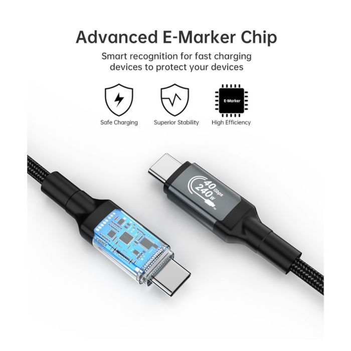 Дата кабель USB-C to USB-C 2.0m USB4 Gen 3 240W 8K Choetech (XCC-1042) изображение 4