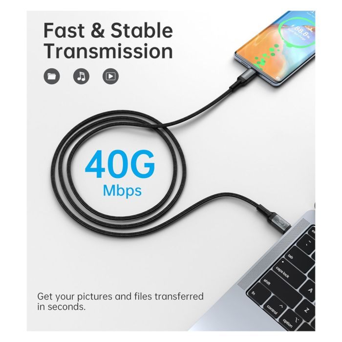 Дата кабель USB-C to USB-C 2.0m USB4 Gen 3 240W 8K Choetech (XCC-1042) изображение 7