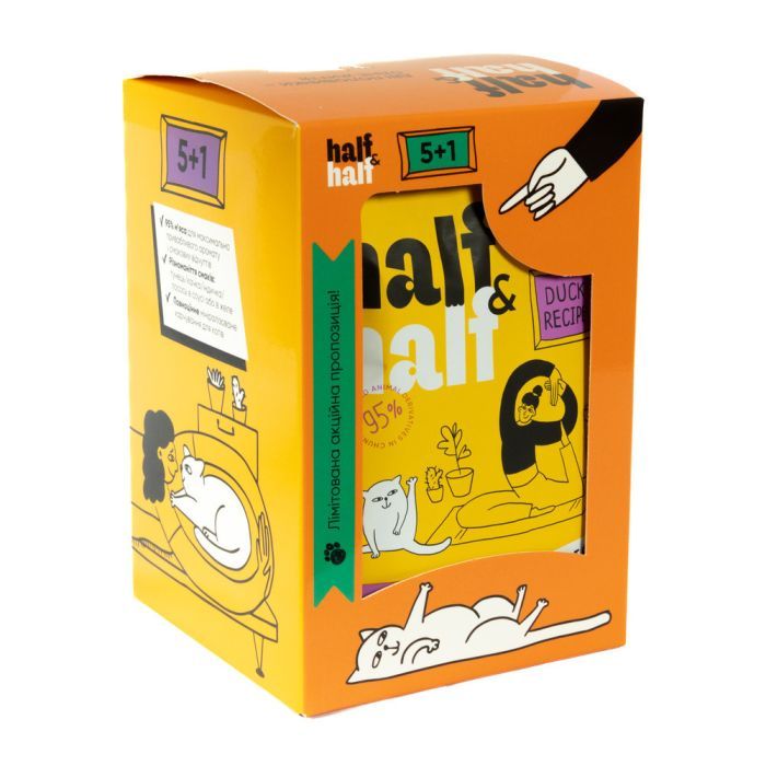 Вологий корм для кішок Half&Half качка в соус 5+1 (2700000040492) зображення 3