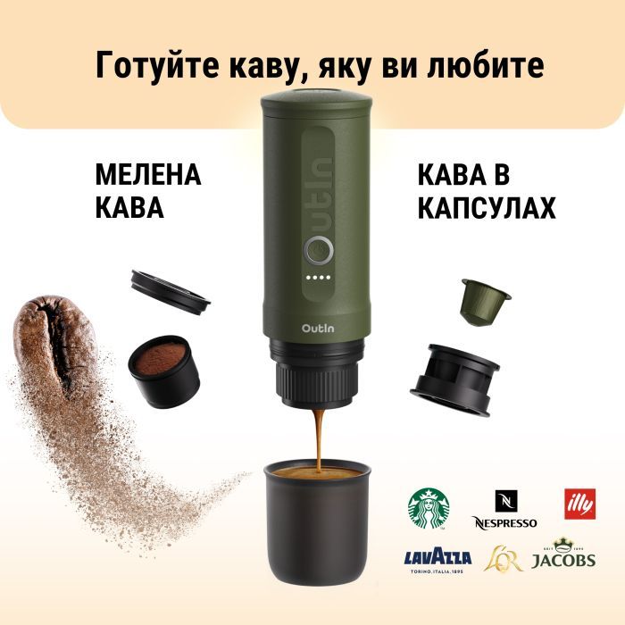 Портативная кофеварка Outin Nano Espresso Machine OTEM-01 Forest Green (OTEM-01-FG) изображение 4
