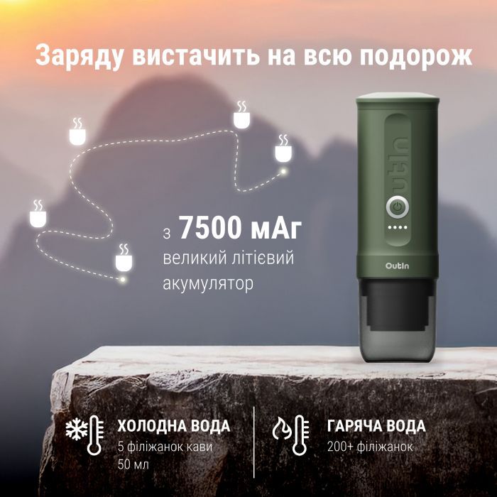 Портативная кофеварка Outin Nano Espresso Machine OTEM-01 Forest Green (OTEM-01-FG) изображение 6