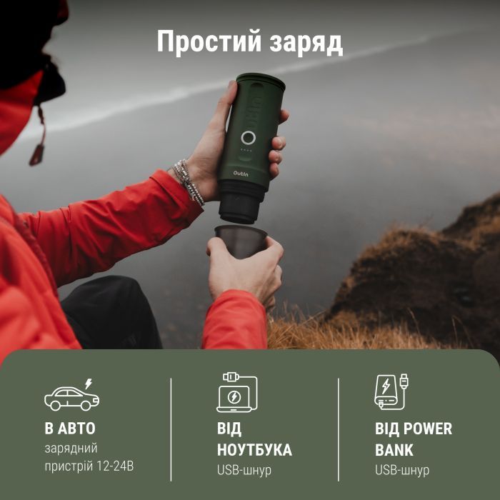 Портативная кофеварка Outin Nano Espresso Machine OTEM-01 Forest Green (OTEM-01-FG) изображение 7