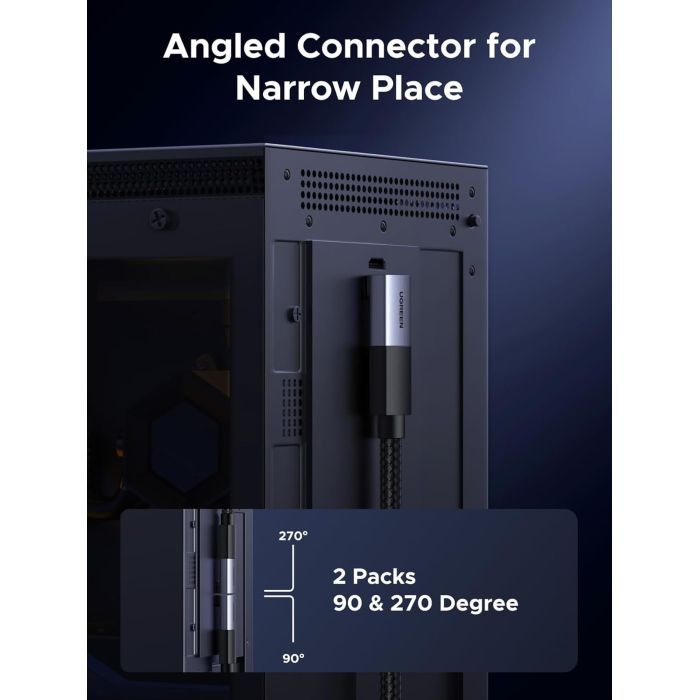 Перехідник HDMI M to HDMI F 8K60Hz 48Gbps 90° corner black Ugreen (85632) зображення 4