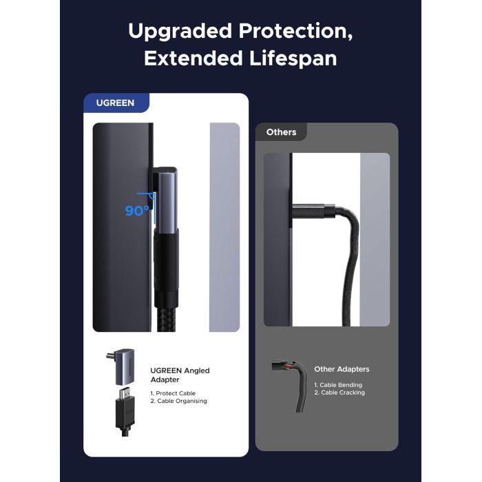Перехідник HDMI M to HDMI F 8K60Hz 48Gbps 90° corner black Ugreen (85632) зображення 9