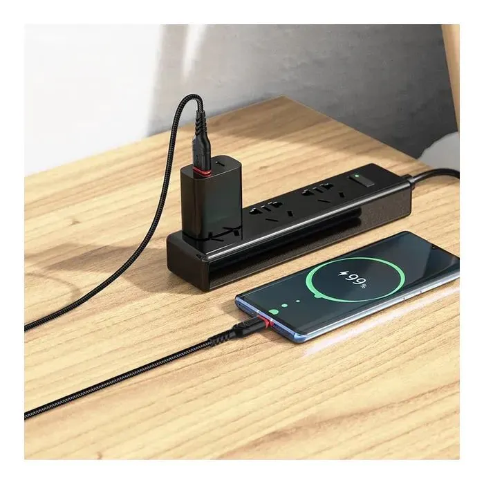 Дата кабель USB 2.0 AM to USB-C 1.0m 3A nylon X59 black HOCO (6931474744920) изображение 2