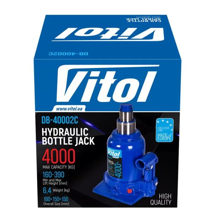 Домкрат Vitol DB-40002C/TF0402, телескопічний, гідравлічний, 4т, 2 циліндри, max 390мм (DB-40002C) зображення 7