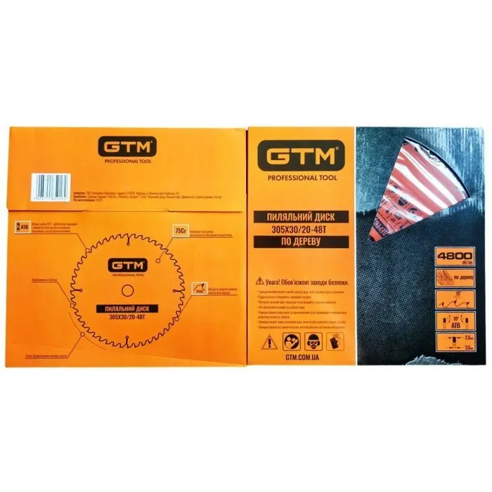 Круг отрезной GTM 305×30мм, 48 зубов, по дереву (SBW-30548) изображение 2