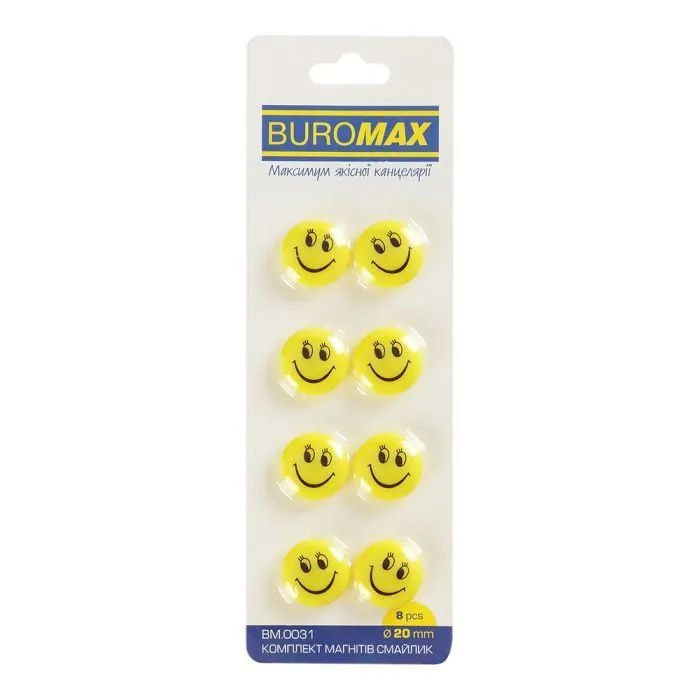Магнит Buromax набор Смайлик, 20 мм, 8 шт. в упаковке (BM.0031)