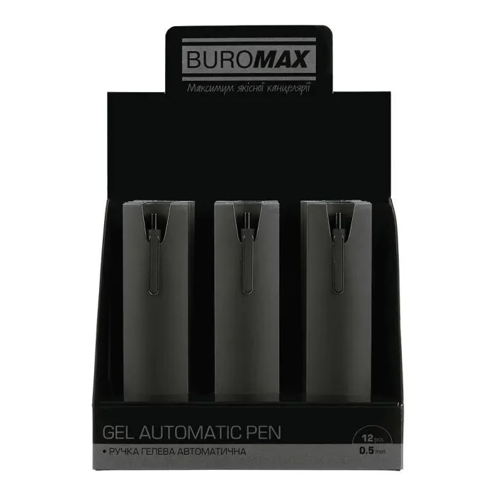 Ручка гелевая Buromax автоматическая SILK, 0,5 мм, синие чернила, черная (BM.83100-01) изображение 5