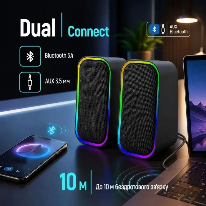 Акустическая система ColorWay Aura 2.0 USB/Bluetooth Gray (CW-SPU02GR) изображение 6