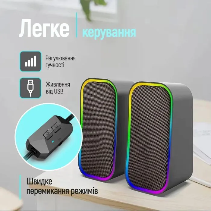 Акустическая система ColorWay Aura 2.0 USB/Bluetooth Gray (CW-SPU02GR) изображение 8