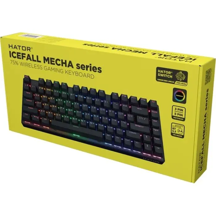 Клавіатура Hator Icefall Mecha 75 Rainbow Led Wireless/Bluetooth/USB UA Black (HTK275UA) зображення 7