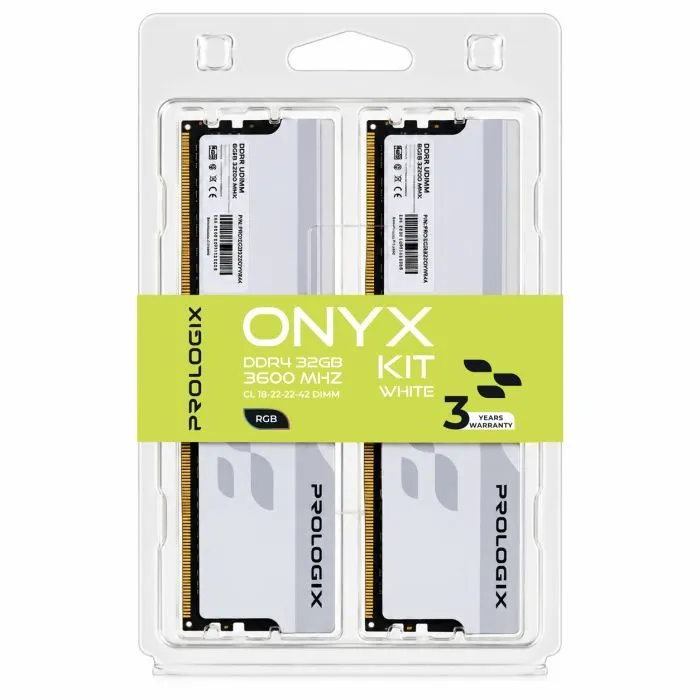 Модуль памяти для компьютера DDR4 32GB (2x16GB) 3600 MHz Onyx White RGB Prologix (PRO32GB3600YWR4K) изображение 4