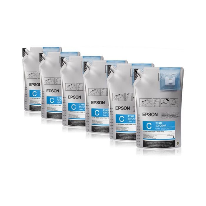 Контейнер с чернилами Epson SC-F6000/7000 UltraChrome DS Cyan (1Lx6packs) (C13T741200)