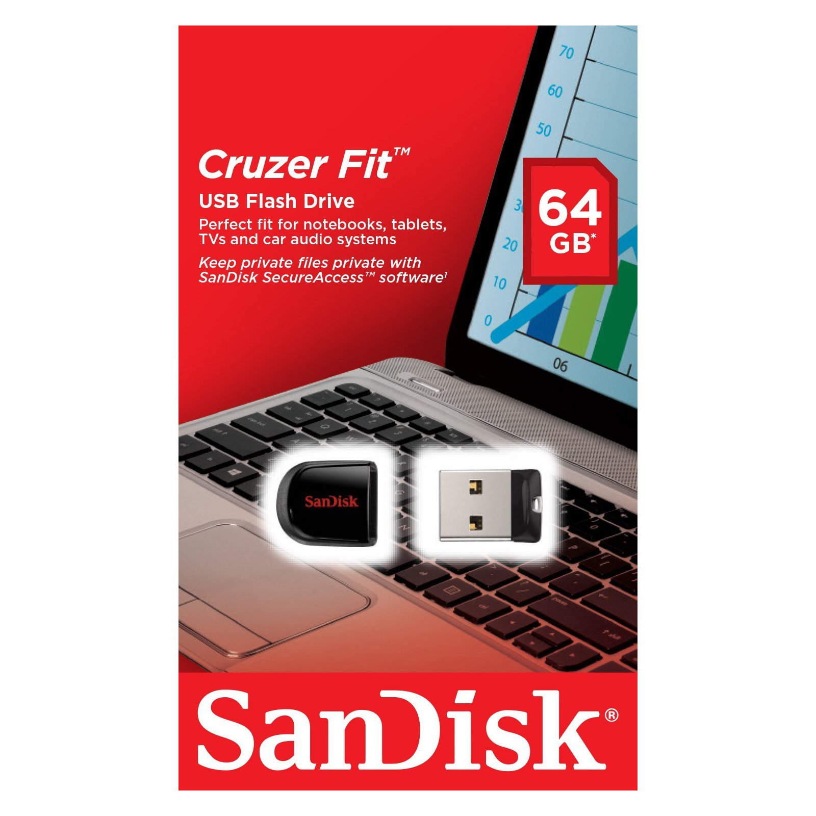 USB флеш накопичувач SanDisk 64GB Cruzer Fit USB 2.0 (SDCZ33-064G-B35) зображення 5