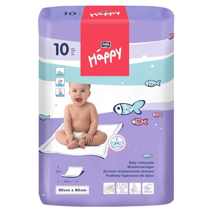 Пелюшки для малюків Bella Baby Happy 60x60 см 10 шт (5900516601669)