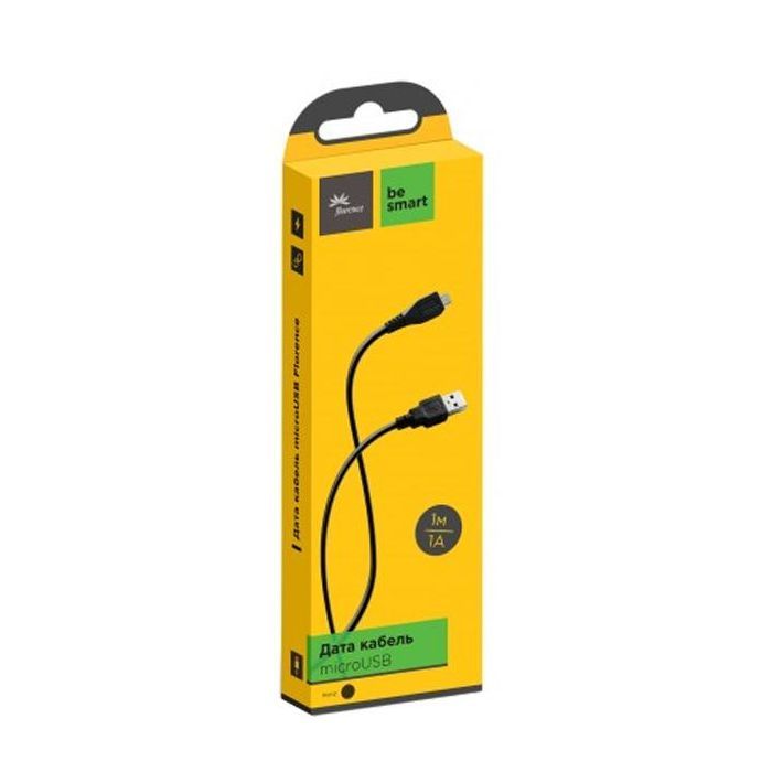 Дата кабель USB 2.0 AM to Micro 5P 1.0m Black Florence (FD-M1-1B)