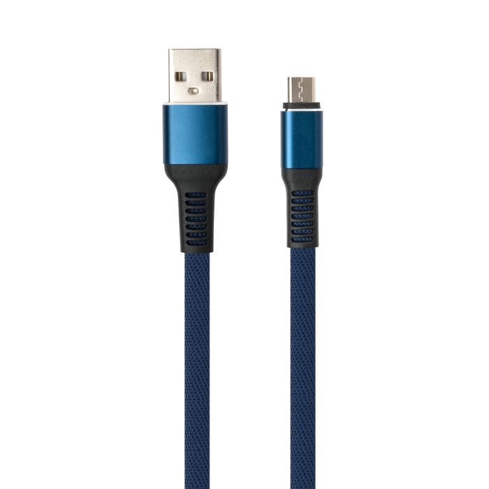 Дата кабель USB 2.0 AM to Micro 5P 1m flat nylon blue Vinga (VCPDCMFNB1B) изображение 2