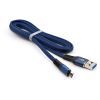 Дата кабель USB 2.0 AM to Micro 5P 1m flat nylon blue Vinga (VCPDCMFNB1B) изображение 3