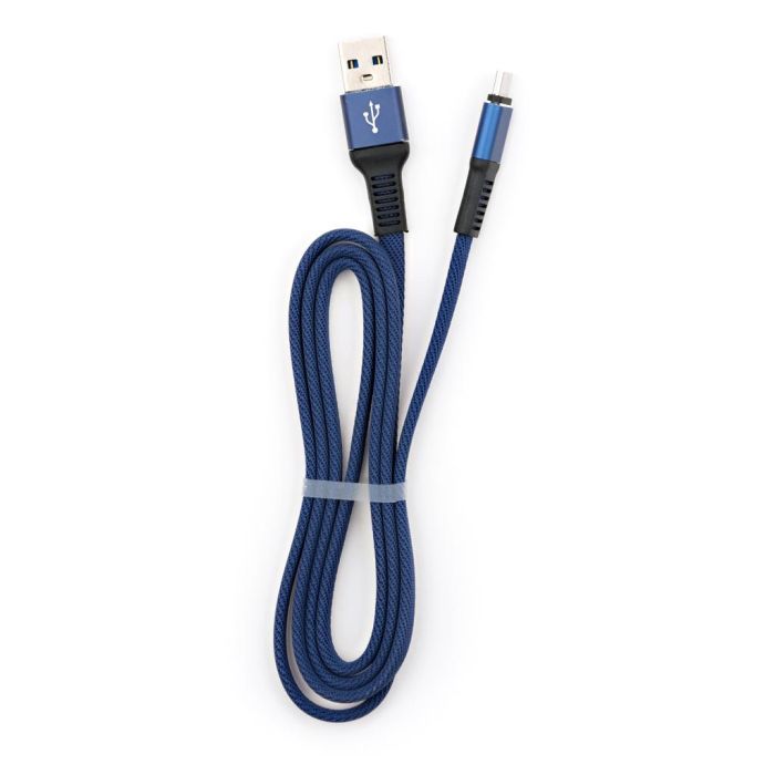 Дата кабель USB 2.0 AM to Micro 5P 1m flat nylon blue Vinga (VCPDCMFNB1B) изображение 5