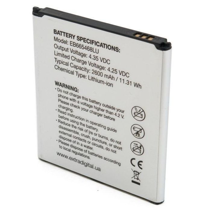 Аккумуляторная батарея Extradigital Samsung Galaxy Grand 2 Duos G7102 (2600 mAh, EB665468LU) (BMS6417) изображение 4