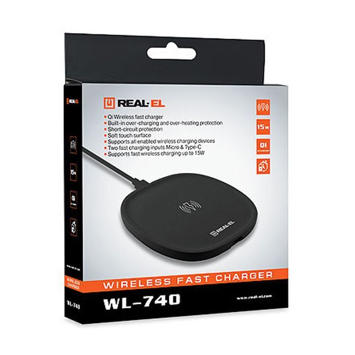 Зарядний пристрій REAL-EL WL-740 black (EL123160019)