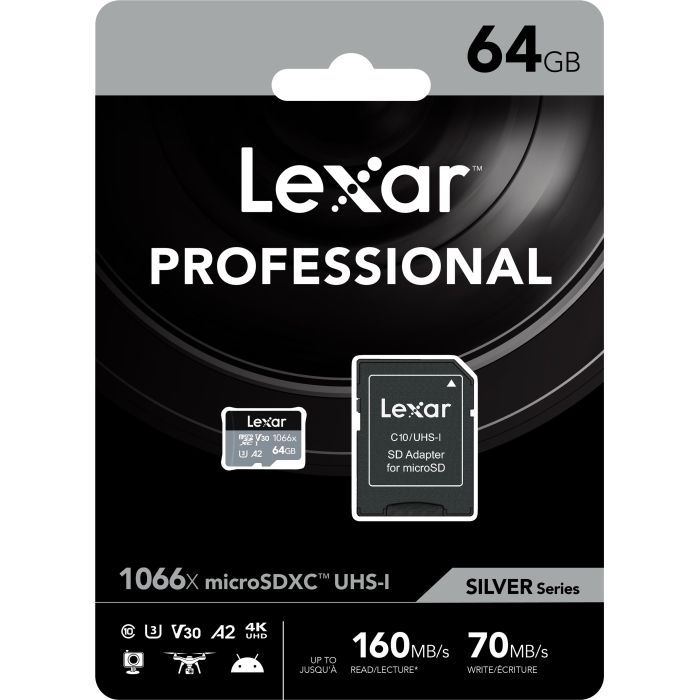 Карта памяти Lexar 64GB microSDXC class 10 UHS-I 1066x Silver (LMS1066064G-BNANG) изображение 3