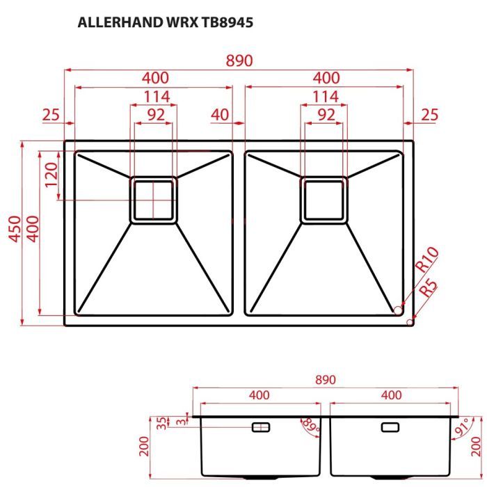 Мийка кухонна Weilor ALLERHAND WRX TB8945 зображення 9